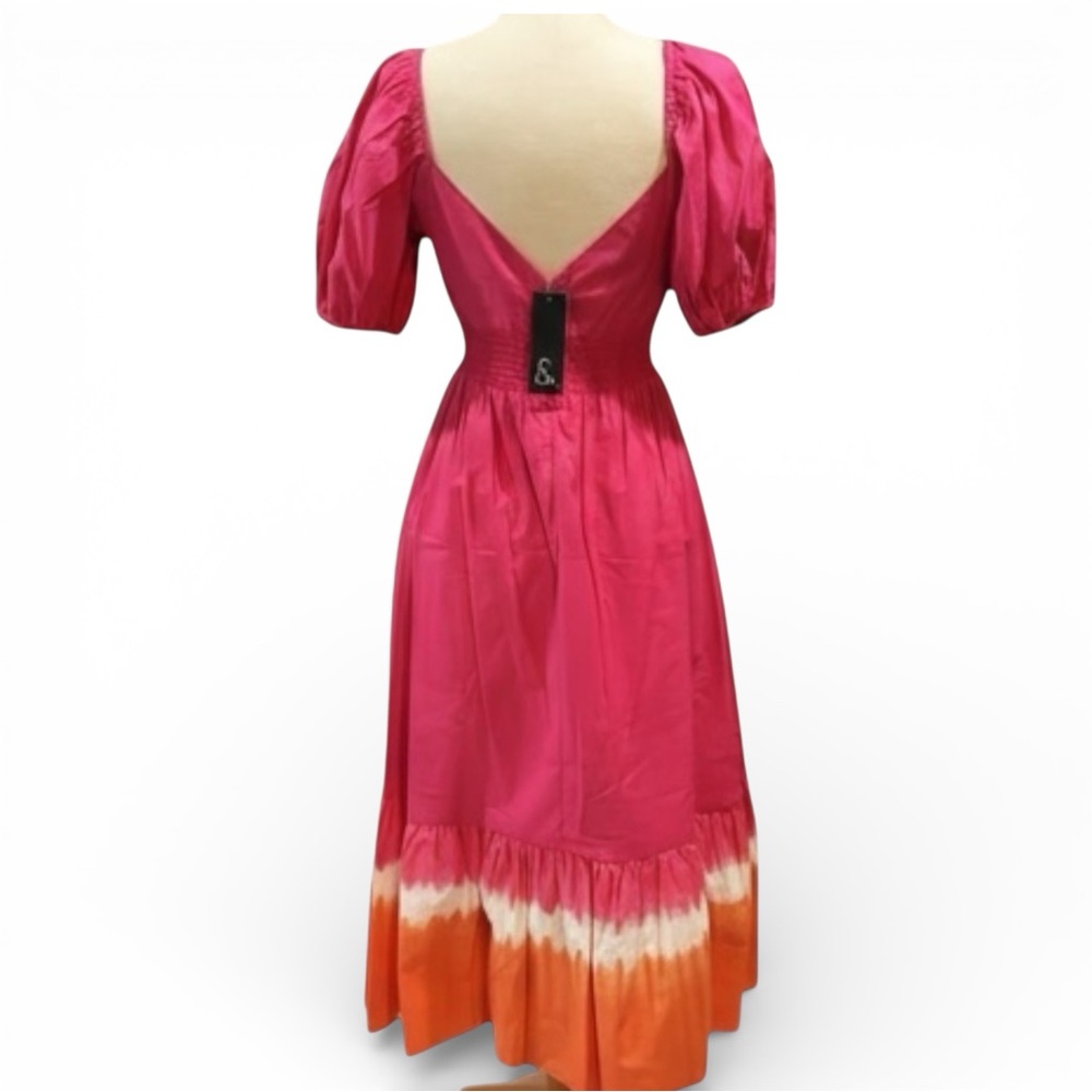 Sachin + Babi Bri Dress Size 4 NWT Fuchsia Orange Ombre 100% Cotton Midi - Picture 5 of 6